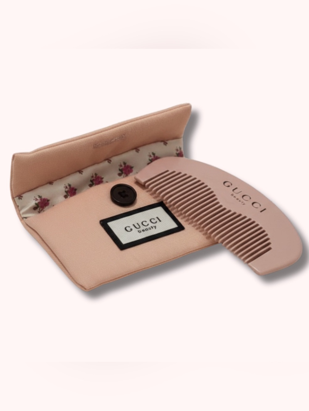 VIP Gucci Beauty Pink Travel Comb with Floral Pouch